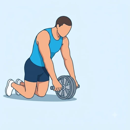 Ab Wheel Rollout — start position, flat illustration
