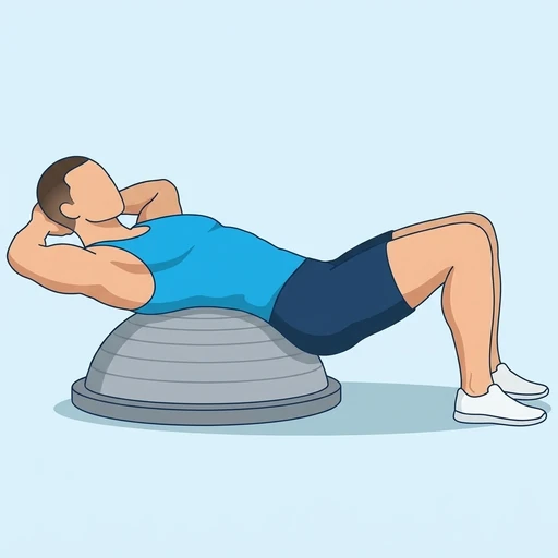 Balance Dome Crunch — start position, flat illustration