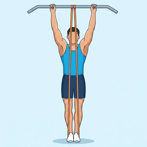 Band Assisted Pull Ups — start position, flat illustration