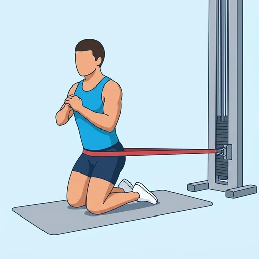 Banded Kneeling Hip Thrust — start position, flat illustration