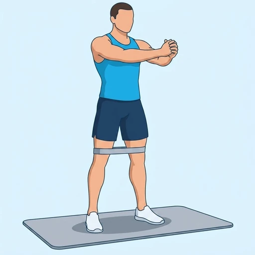 Banded Squat — start position, flat illustration