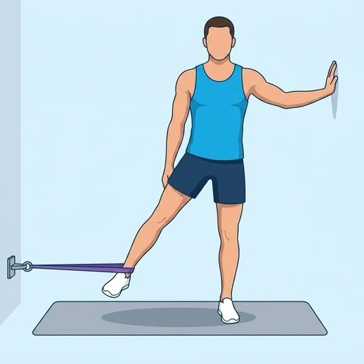 Banded Standing Hip Adduction — start position, flat illustration