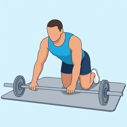 Barbell Ab Rollout — start position, flat illustration