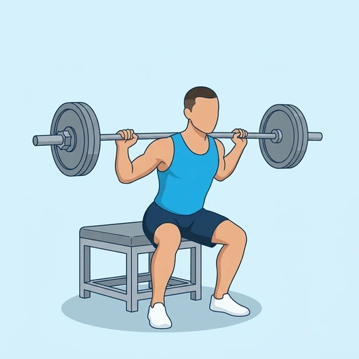 Barbell Box Squat — peak position, flat illustration