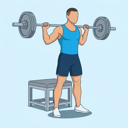 Barbell Box Squat — start position, flat illustration