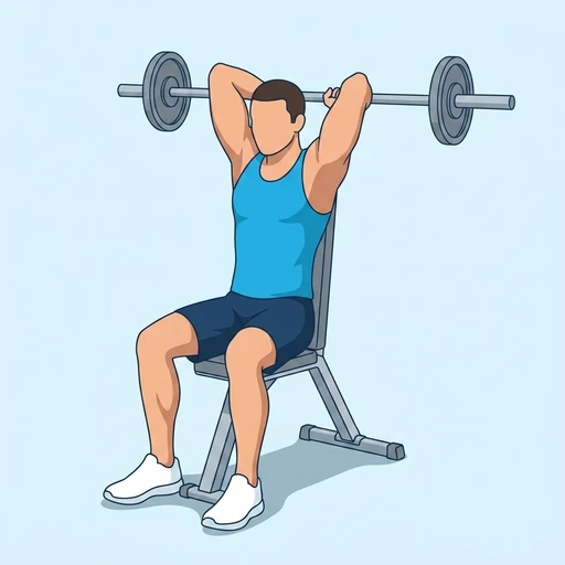 Barbell Overhead Extension — start position, flat illustration