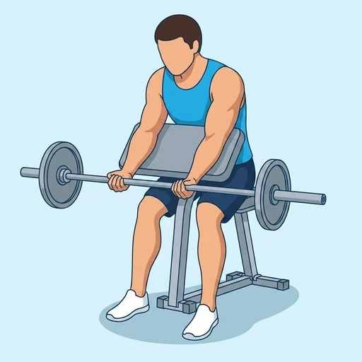 Barbell Preacher Curl — start position, flat illustration
