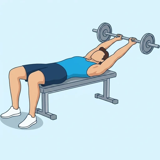 Barbell Pullover — start position, flat illustration