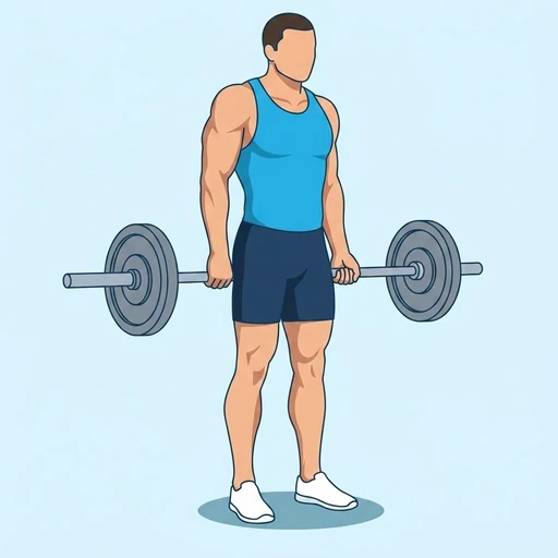 Behind the Back Barbell Shrug — start position, flat illustration