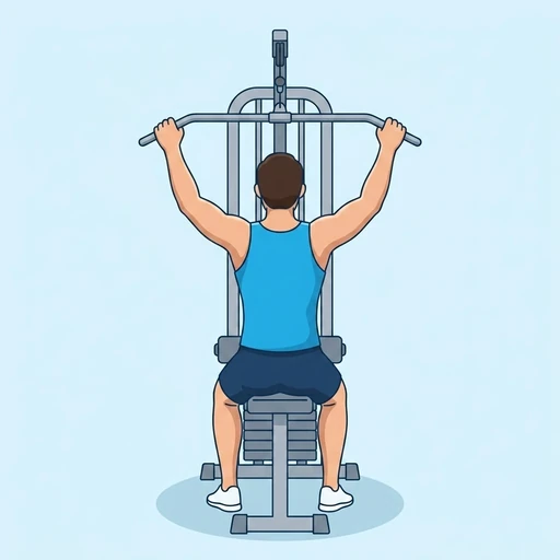Behind-the-Neck Lat Pulldown — start position, flat illustration