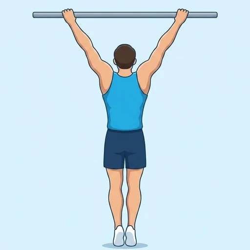 Behind-the-Neck Pull-Up — start position, flat illustration