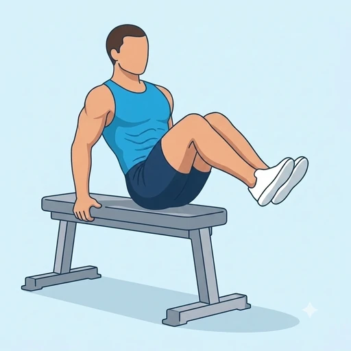 Bench Leg Pull-In — start position, flat illustration
