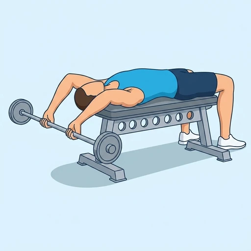 Bent Arm Barbell Pullover — start position, flat illustration