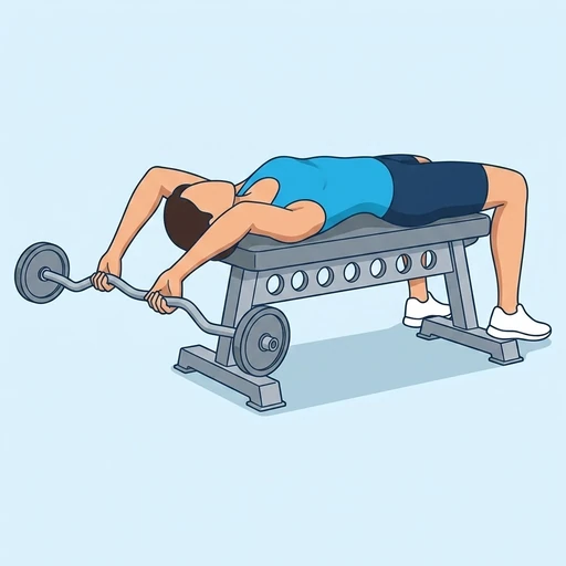 Bent-Arm EZ-Bar Pullover — start position, flat illustration
