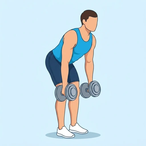 Bent-Over Dumbbell Row — start position, flat illustration