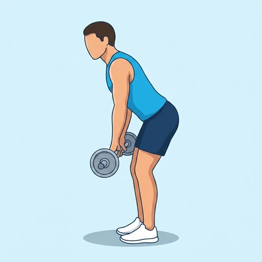 Bent-Over EZ-Bar Row — start position, flat illustration