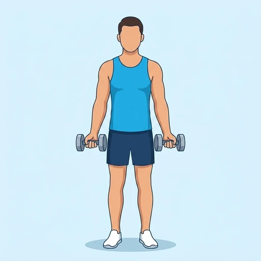Dumbbell Bicep Curl — start position, flat illustration