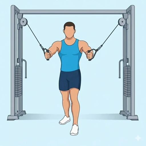 Cable Chest Press — start position, flat illustration