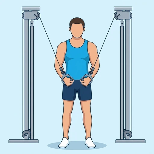 Cable Fly — peak position, flat illustration