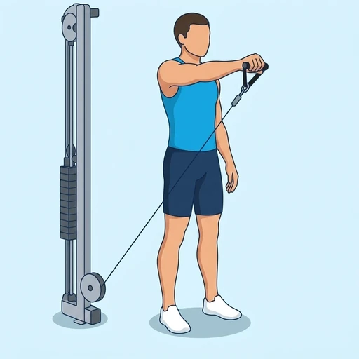 Cable Front Raise — peak position, flat illustration