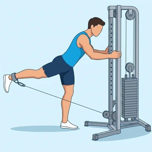 Cable Glute Kickback — peak position, flat illustration