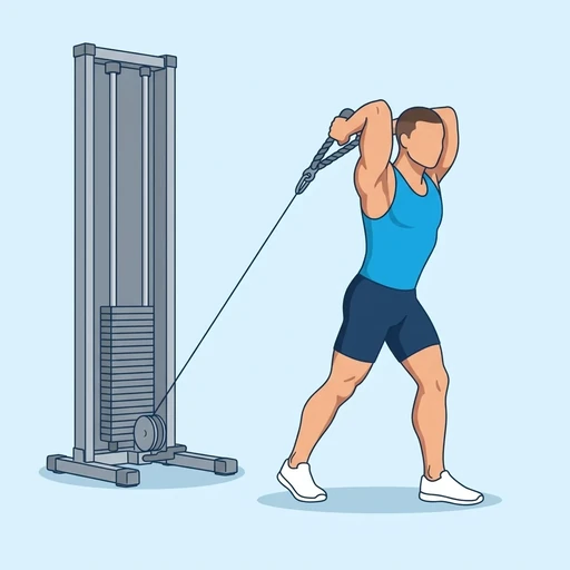 Cable Overhead Tricep Extension — start position, flat illustration