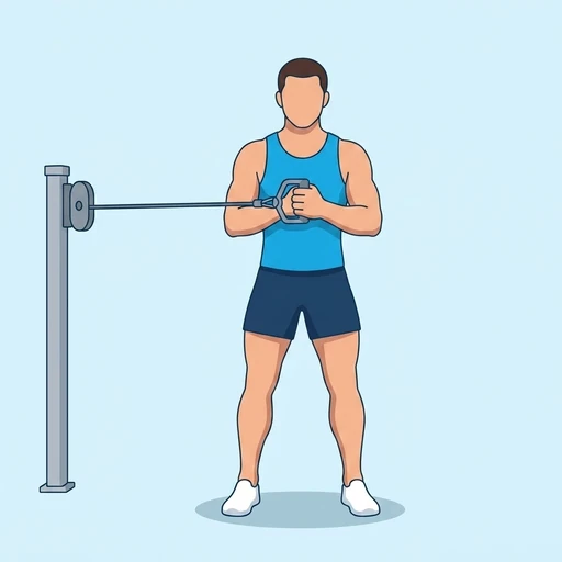 Cable Pallof Press — start position, flat illustration