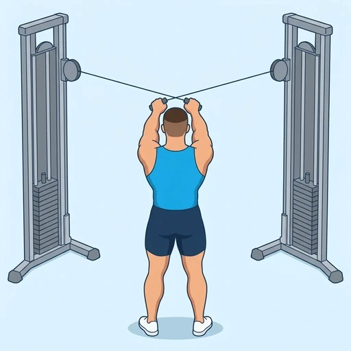 Cable Reverse Fly — start position, flat illustration