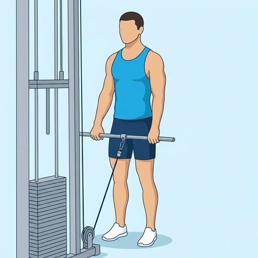 Cable Upright Row — start position, flat illustration