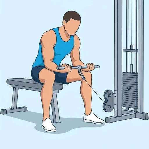 Cable Wrist Curl — peak position, flat illustration