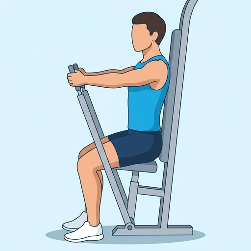 Machine Chest Press — peak position, flat illustration