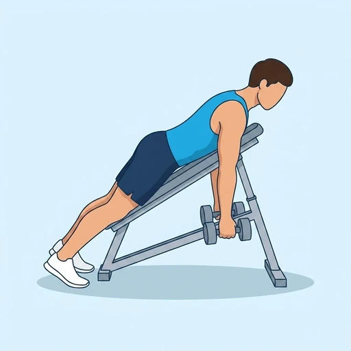 Chest-Supported Dumbbell Row — start position, flat illustration