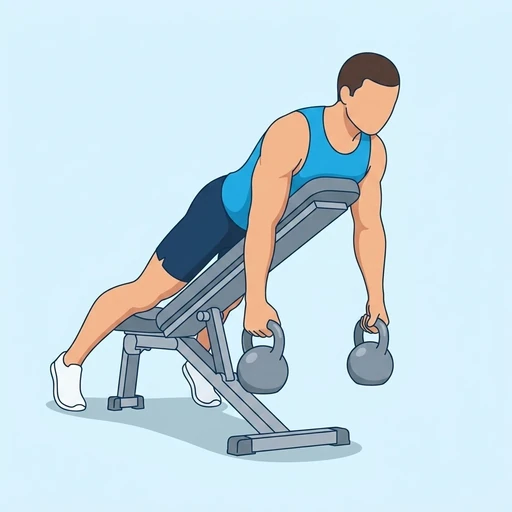 Chest-Supported Kettlebell Row — start position, flat illustration