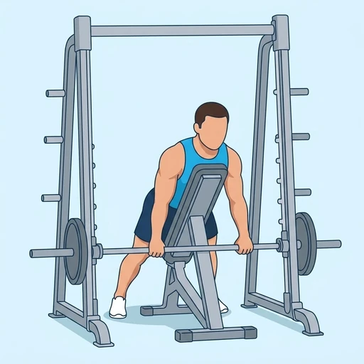 Chest-Supported Smith Machine Row — start position, flat illustration