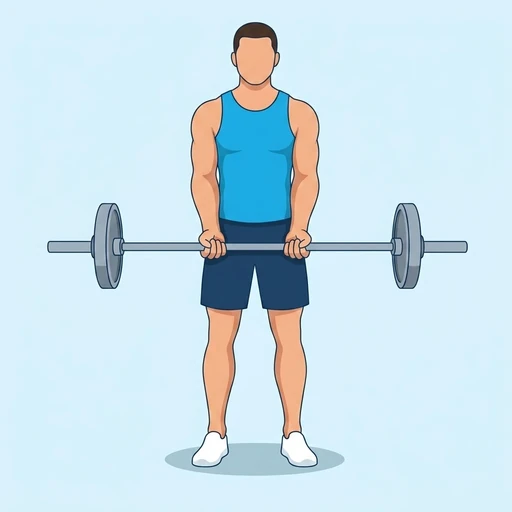 Close-Grip Barbell Curl — start position, flat illustration