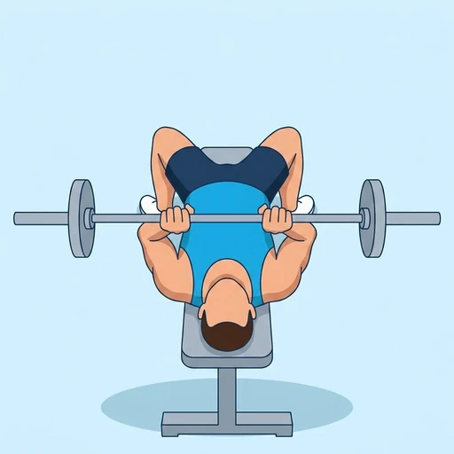 Close-Grip Bench Press — start position, flat illustration