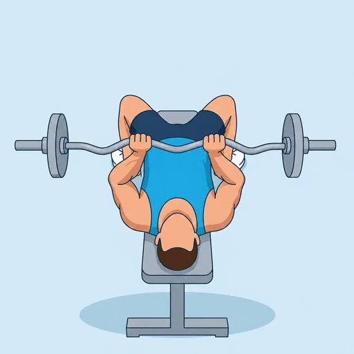 Close-Grip EZ-Bar Bench Press — start position, flat illustration