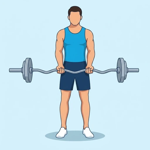 Close-Grip EZ-Bar Curl — start position, flat illustration