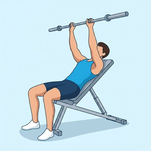 Close-Grip Incline Bench Press — start position, flat illustration