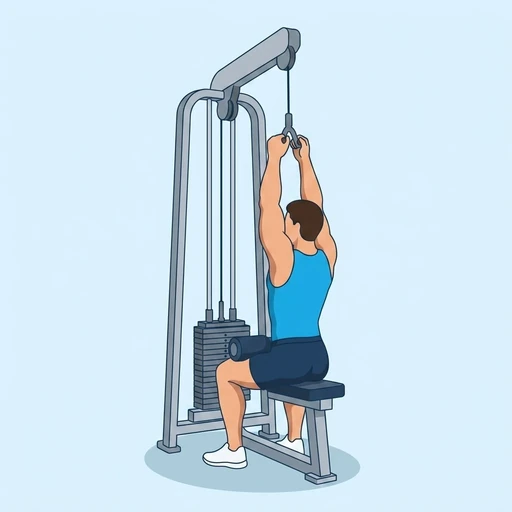 Close Grip Lat Pulldown — start position, flat illustration