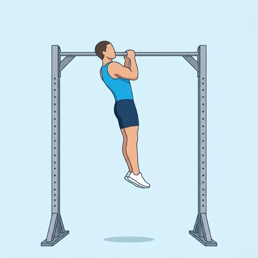 Commando Pull-Up — peak position, flat illustration