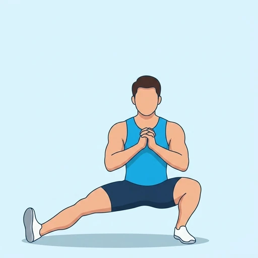 Cossack Squat — peak position, flat illustration