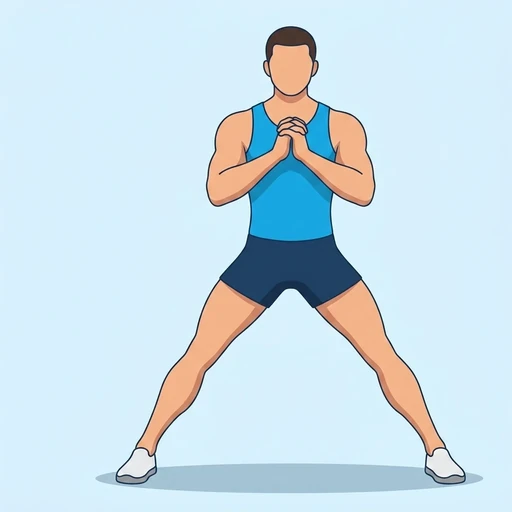 Cossack Squat — start position, flat illustration