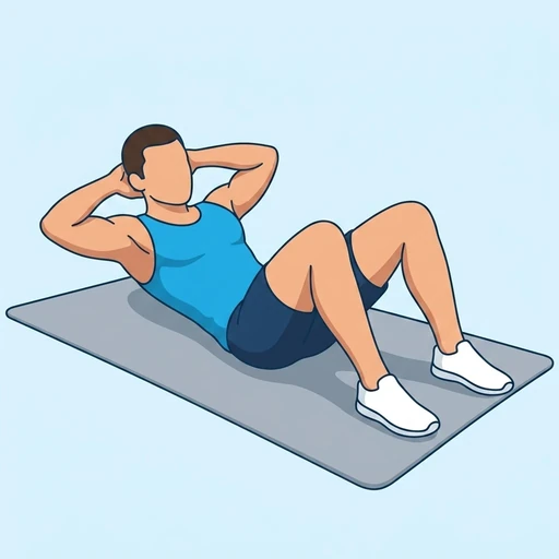 Cross-Body Crunch — start position, flat illustration