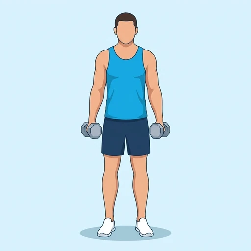 Cross Body Hammer Curl — start position, flat illustration