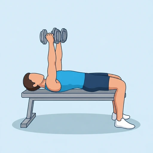 Dumbbell Bench Press — peak position, flat illustration
