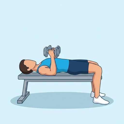 Dumbbell Bench Press — start position, flat illustration