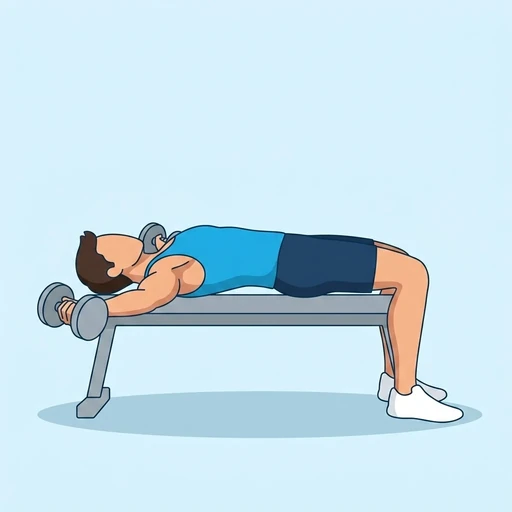 Dumbbell Fly — peak position, flat illustration