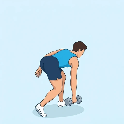 Dumbbell Kickstand Deadlift — start position, flat illustration