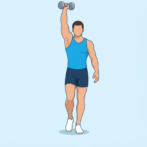 Dumbbell Overhead Carry, flat illustration